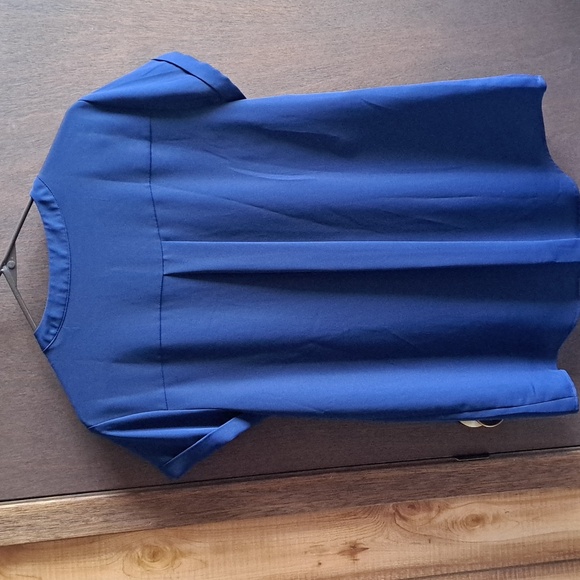 Simply Vera VeraWang Navy Blue Boxy Pleated Blouse with Mandarin Collar, Size L - Picture 4 of 4